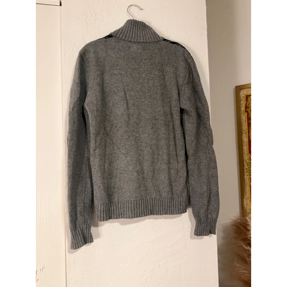 Preowned, Chaps gray fair isle quarter-zip cotton sweater, Boys medium